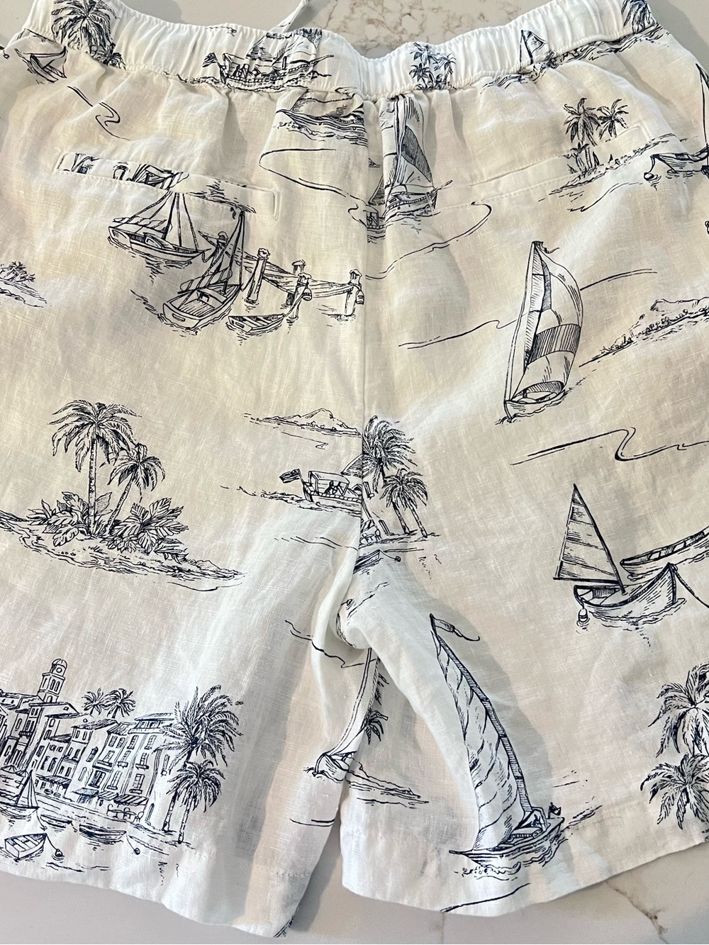 CYNTHIA ROWLEY | NWT 100% Linen Nautical Shorts Coastal Grandma Nautical Beach M - Picture 2 of 5